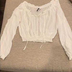 Cold shoulder boho crop top